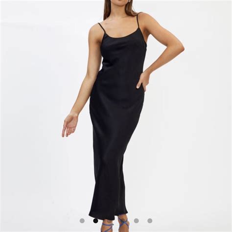 Glassons Black Satin Maxi Dress Like New Condition Depop