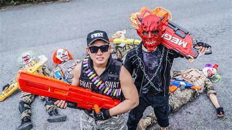 LTT Films Patrol Police Silver Flash Nerf Guns Fight Criminal Group