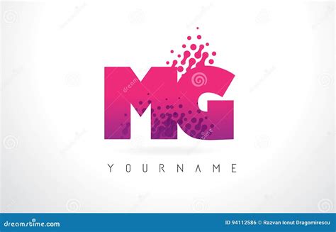 MG M G Letter Logo With Pink Purple Color And Particles Dots Design