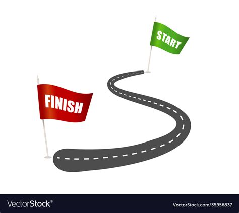 Design With Start And Finish Goal Flags Graphic Vector Image