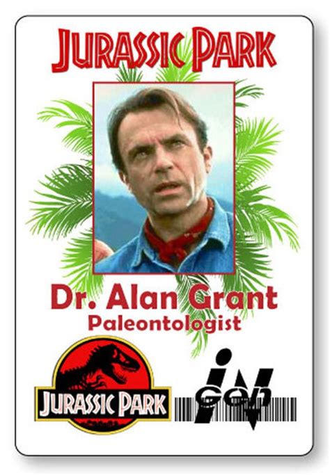 Jurassic Park ID Badge-Ingen Alan Grant Costume Prop Cosplay ...