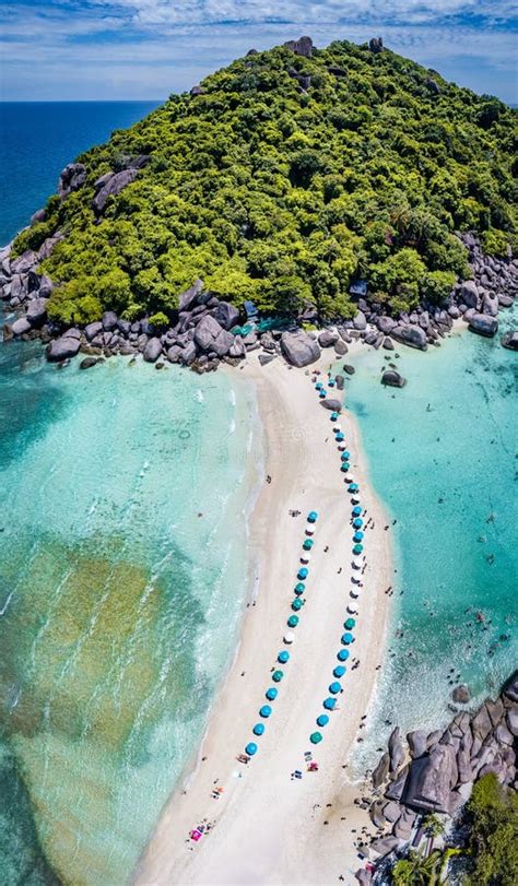 Aerial View Of Koh Nang Yuan Island In Koh Tao Thailand Stock Photo