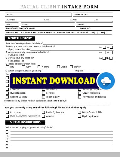 Printable Facial Intake And Consent Form Template