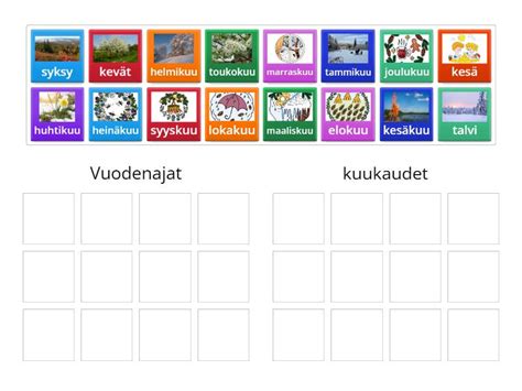 Vuodenajat Kuukaudet Group Sort