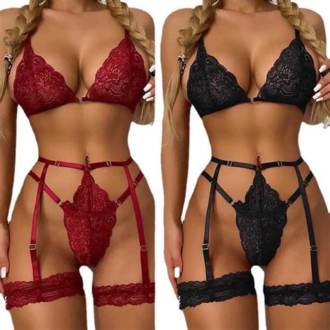 Conjunto Sexy Tallas Grandes Lencería Exótica Ropa Interior De Encaje