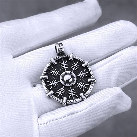 Wikinger Halskette mit Anhänger Viking Vegvisir Kompass Rune Edelstahl