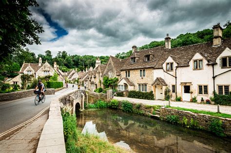 Traditional Idyllic English Countryside Village With Cosy Cottages And