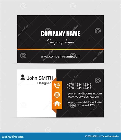 Abstract Black And Orange Business Card Template Stock Vector