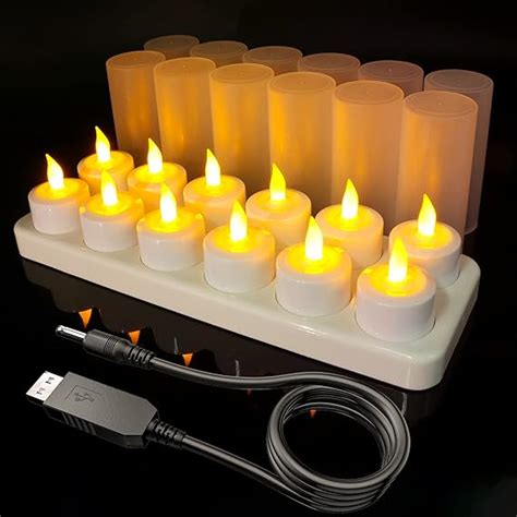 Soulbay Tea Lights Candles Pcs Rechargeable Led Flameless Battery