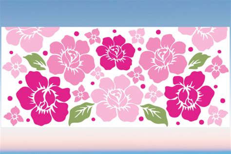 Pink Roses Floral Libbey Glass Wrap Svg Graphic By Rare · Creative Fabrica