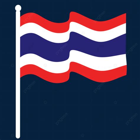 Vector Thailand Flag With Pole Thailand Vector Flag Png Transparent