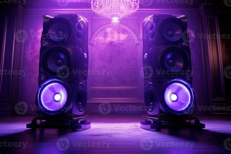 AI generated Noticeable Loudspeakers purple light. Generate Ai 36030403 ...