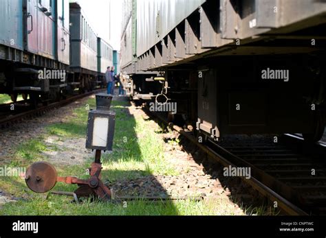 Hand railroad switch, and railroad car Stock Photo - Alamy