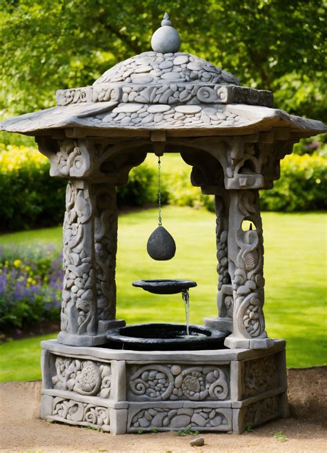 Lexica An Ancient Stone Wishing Well Hand Made Meditative Sculptured