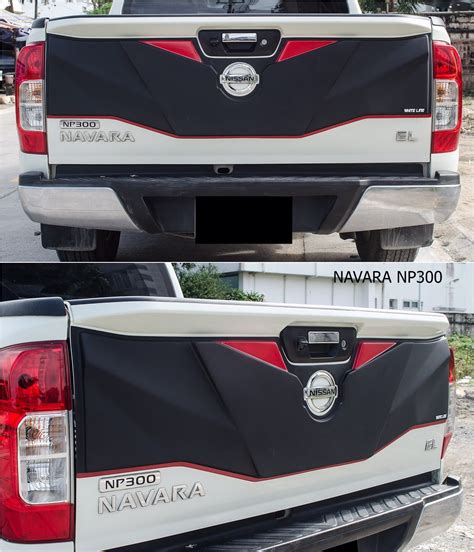 Rear Tailgate Outer Lid Cover Black Red Pc For Nissan Np Navara