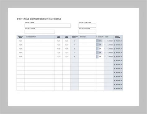 Construction Payment Draw Schedule Template