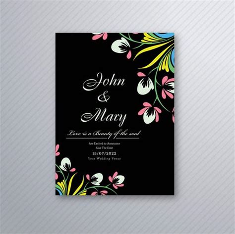 Beautiful wedding invitation card with colorful floral design 305166 ...