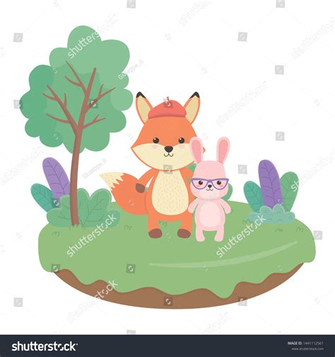 Fox Rabbit Cartoon Design Stock Vector (Royalty Free) 1441112561 ...