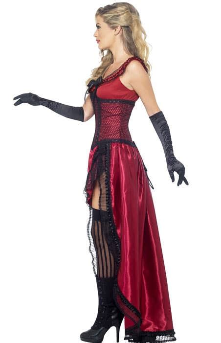 Ruffled Red And Black Saloon Girl Costume Womens Burlesque Costume