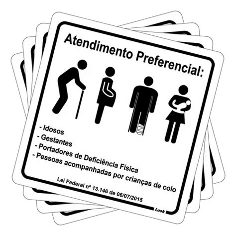 Kit 7 Placa Sinalização Atendimento Preferencial Prioritário