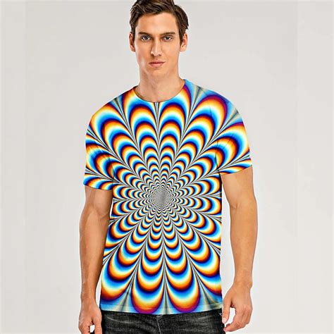 Men S Graphic Optical Illusion Shirt T Shirt Tee Short Sleeve Shirt Classic Collar Daily Weekend