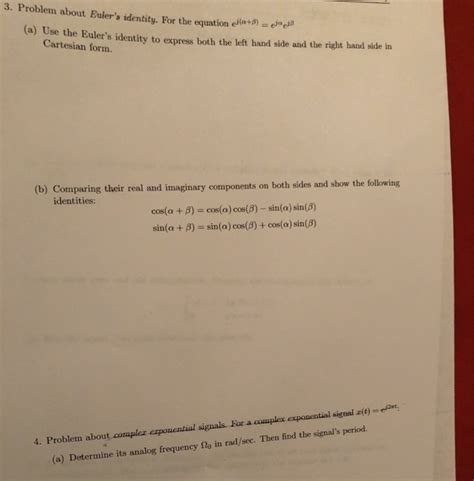 Solved 3. Problem about Euler's identity. For the equation | Chegg.com