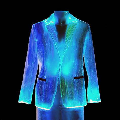 Light Up Jacket Casual Luminous Fiber Optic Fabric W Remote Etsy