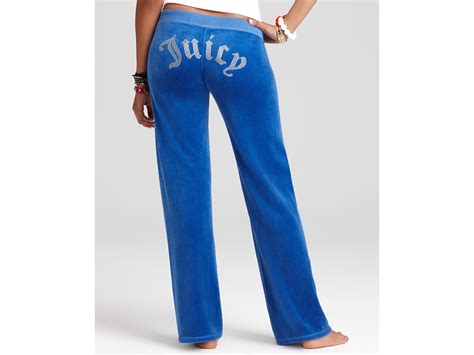 Juicy Couture Original Leg Velour Pants With Logo In Blue Lyst