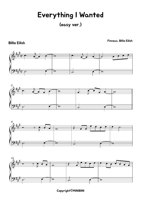 Billie Eilish Everything I Wanted Easy Version Sheets