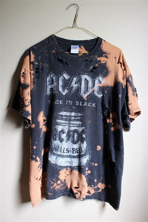 Splatter Bleached And Shredded Acdc T Shirt Etsy Canada Fashion