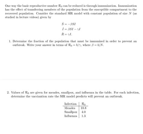 Solved One Way The Basic Reproductive Number Ro Can Be