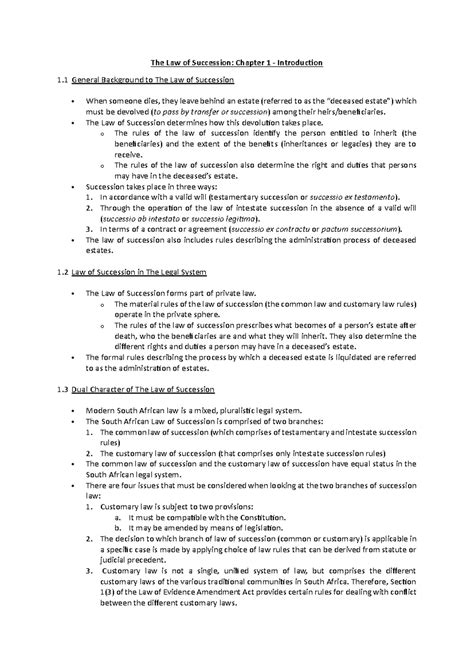 ERF 222 Chapter 1 - summaries - The Law of Succession: Chapter 1