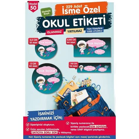 Tuğset Etiket Okul Etiketi Kalem Defter Etiketi Özel Isim Fiyatı