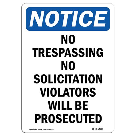 Signmission Notice No Trespassing No Solicitation Sign Wayfair Canada