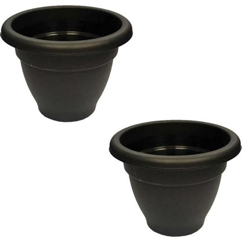 Lot De 2 Grands Pots De Fleurs Ronds En Plastique De 35 Cm Pour