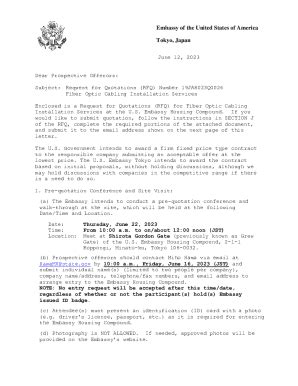 Fillable Online Japan2 Usembassy Behalf Of American Embassy Bids RFP