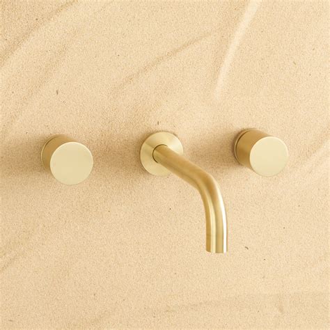 Wall Spout Round Wall Taps Brushed Brass Yabby