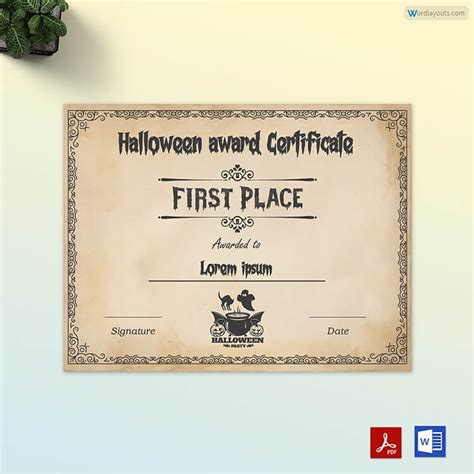 20 Best Halloween Award Certificate Templates Word Pdf