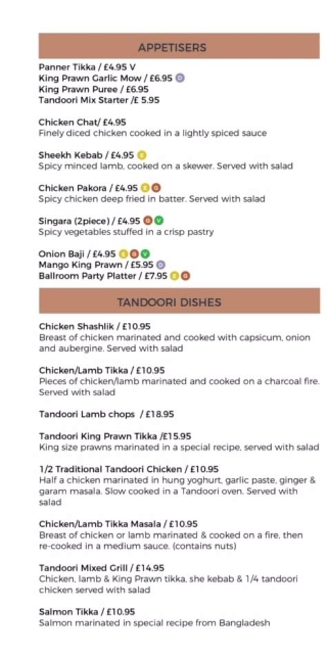 The Ballroom Indian Kitchen Cheltenham S Full Menu Online