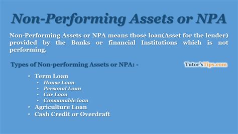 Non Performing Assets Or Npa Meaning And Examples Tutors Tips