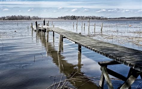 Brown Wooden Dock Bridge Hd Wallpaper Wallpaper Flare