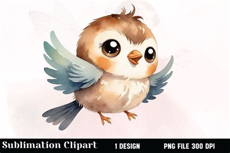 Watercolor Fluffy Bird Clipart Graphic by Vertex · Creative Fabrica