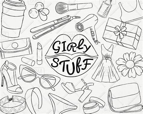 Doodle Girly Stuff Vector Pack Girly Things Girly Clipart Makeup