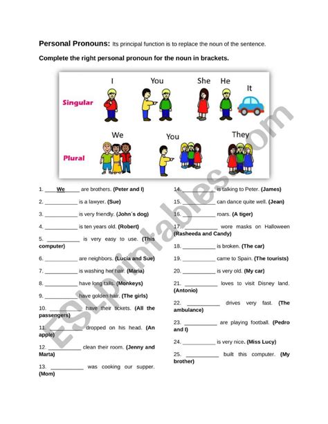 PERSONAL PRONOUNS ESL Worksheet By S0f1