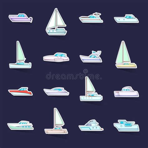 Yachts Icons Set Vector Sticker Stock Vector Illustration Of