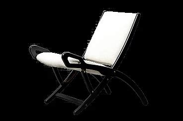 Ninfea Folding Chair In Wood And White Fabric By Gio Ponti For Reguitti