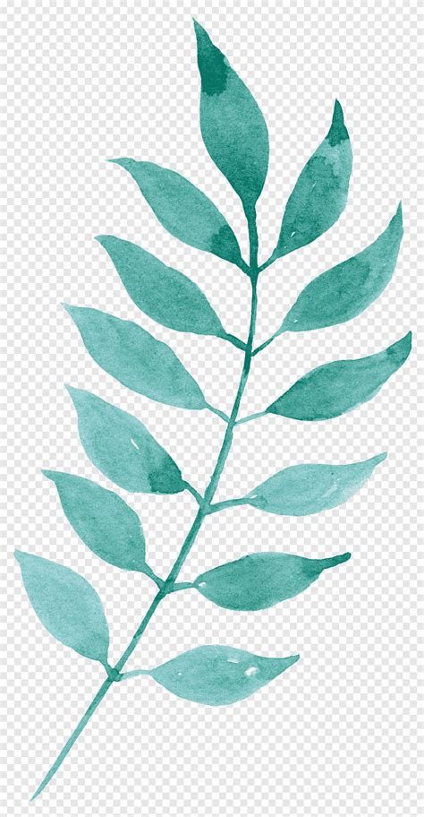 Green Leaf Illustration Watercolor Painting Leaf Hand Painted Mint