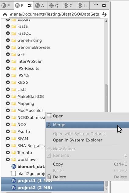 How To Combine Two Projects In Omicsbox