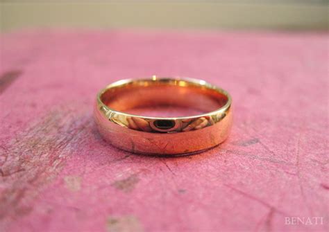 18k Rose Gold 5mm Wedding Band, Mens Wide Wedding Band | Benati