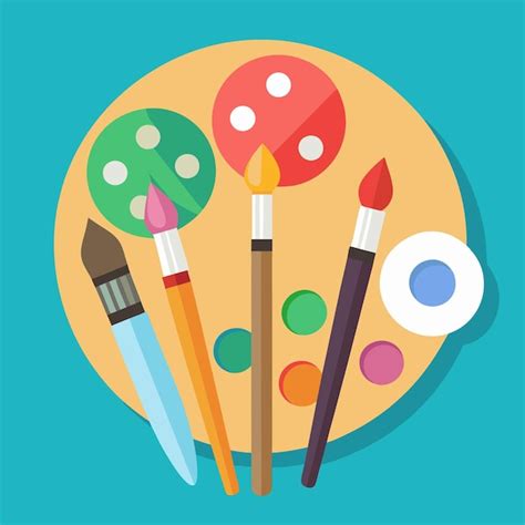 Premium Photo Paint Brushes And Color Palette Art Supplies